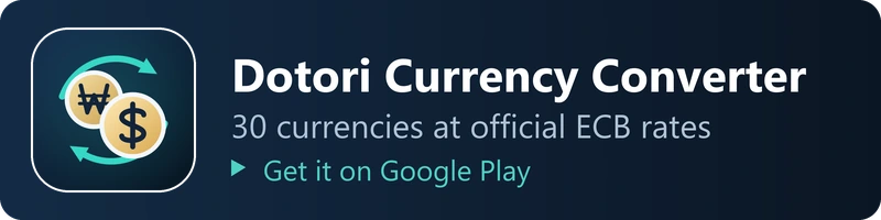 Dotori Currency Converter - 30 currencies at official ECB rates