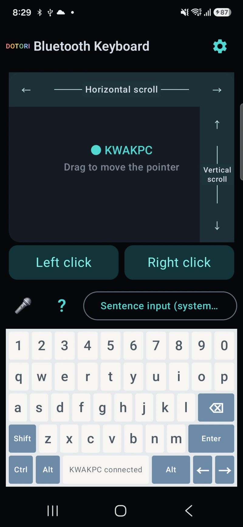 Portrait keyboard and trackpad screen