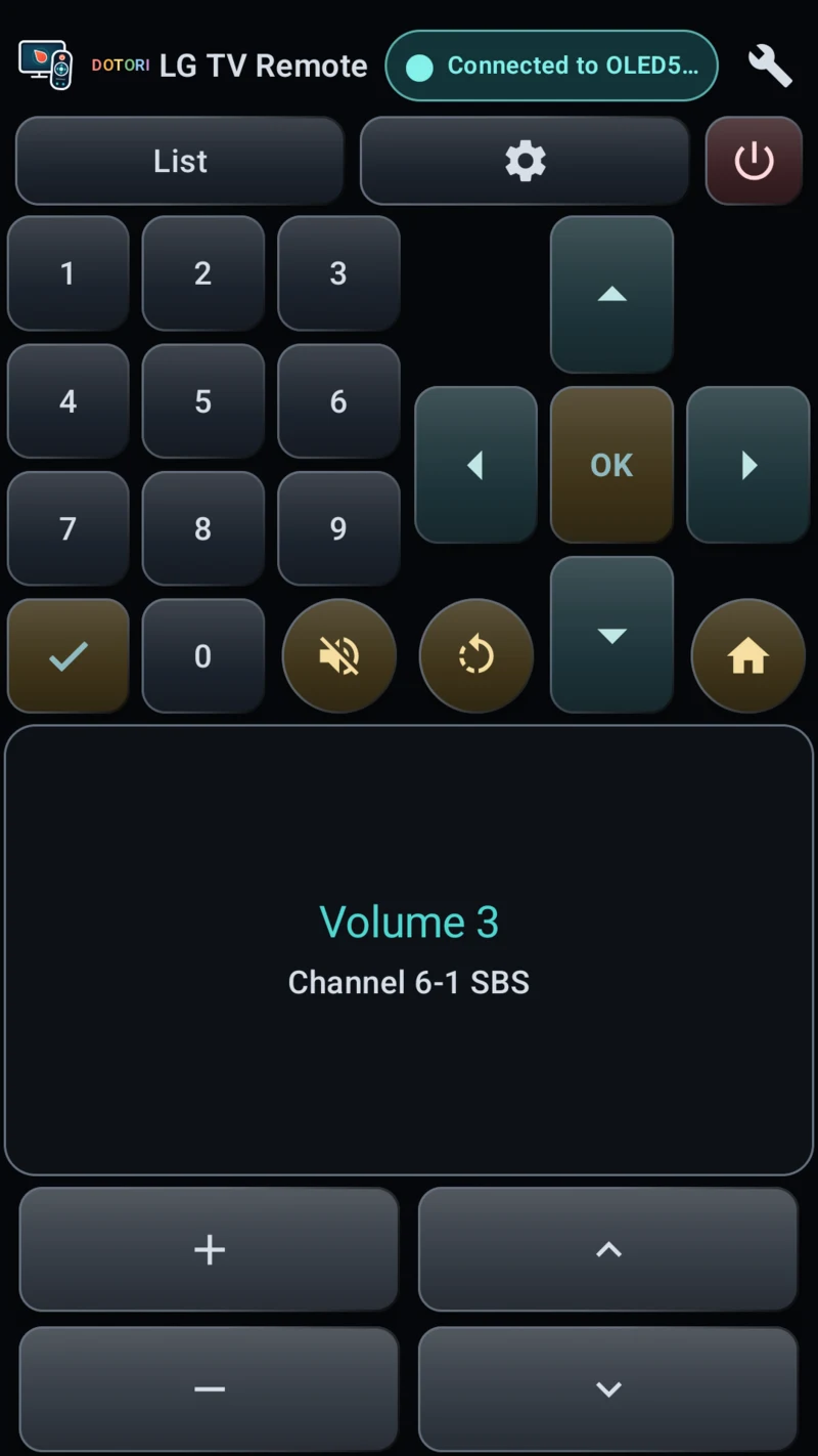LG TV remote main screen