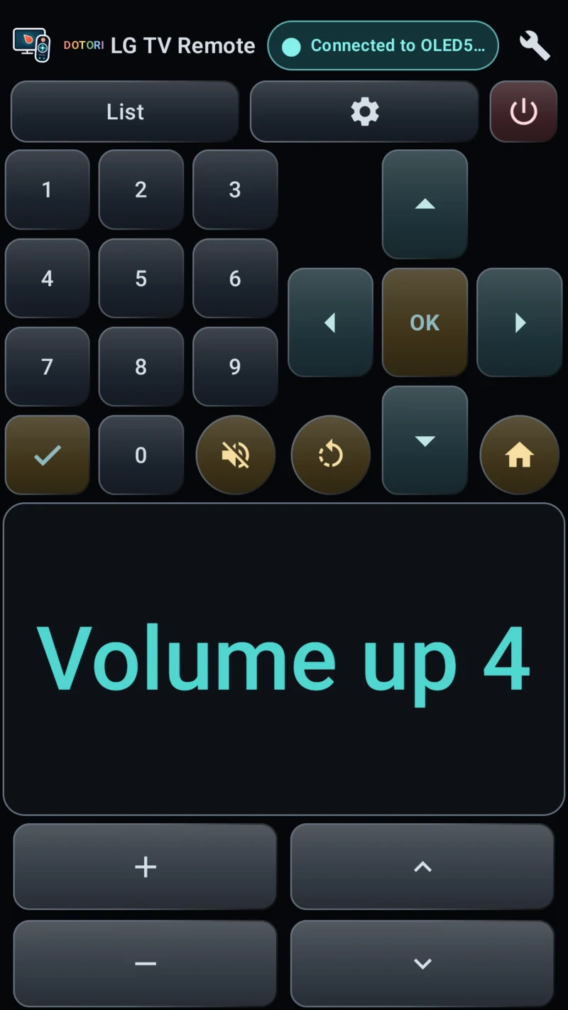LG TV remote volume feedback