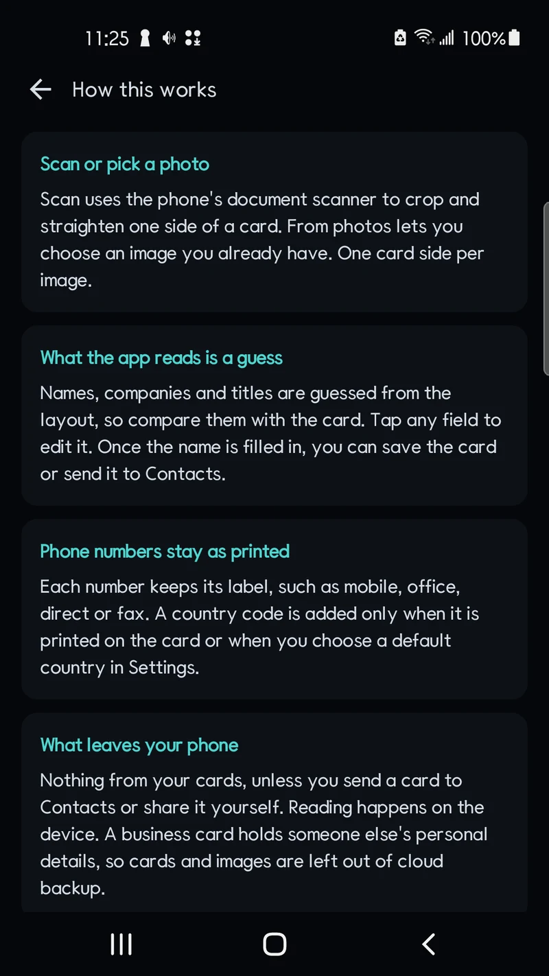 Read the guide to scanning, checking and sharing cards.