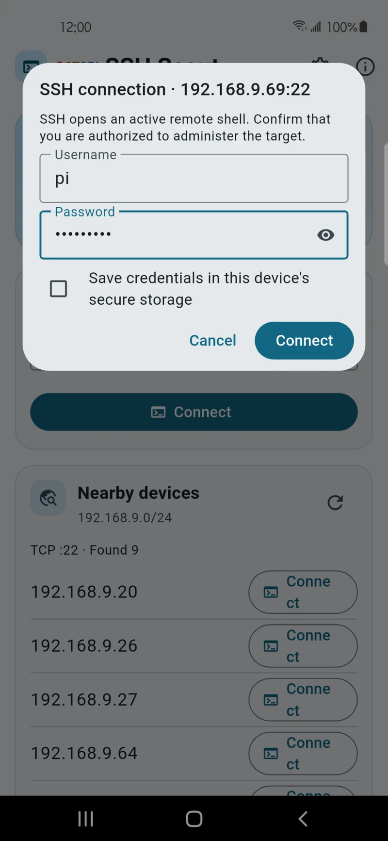SSH credential prompt