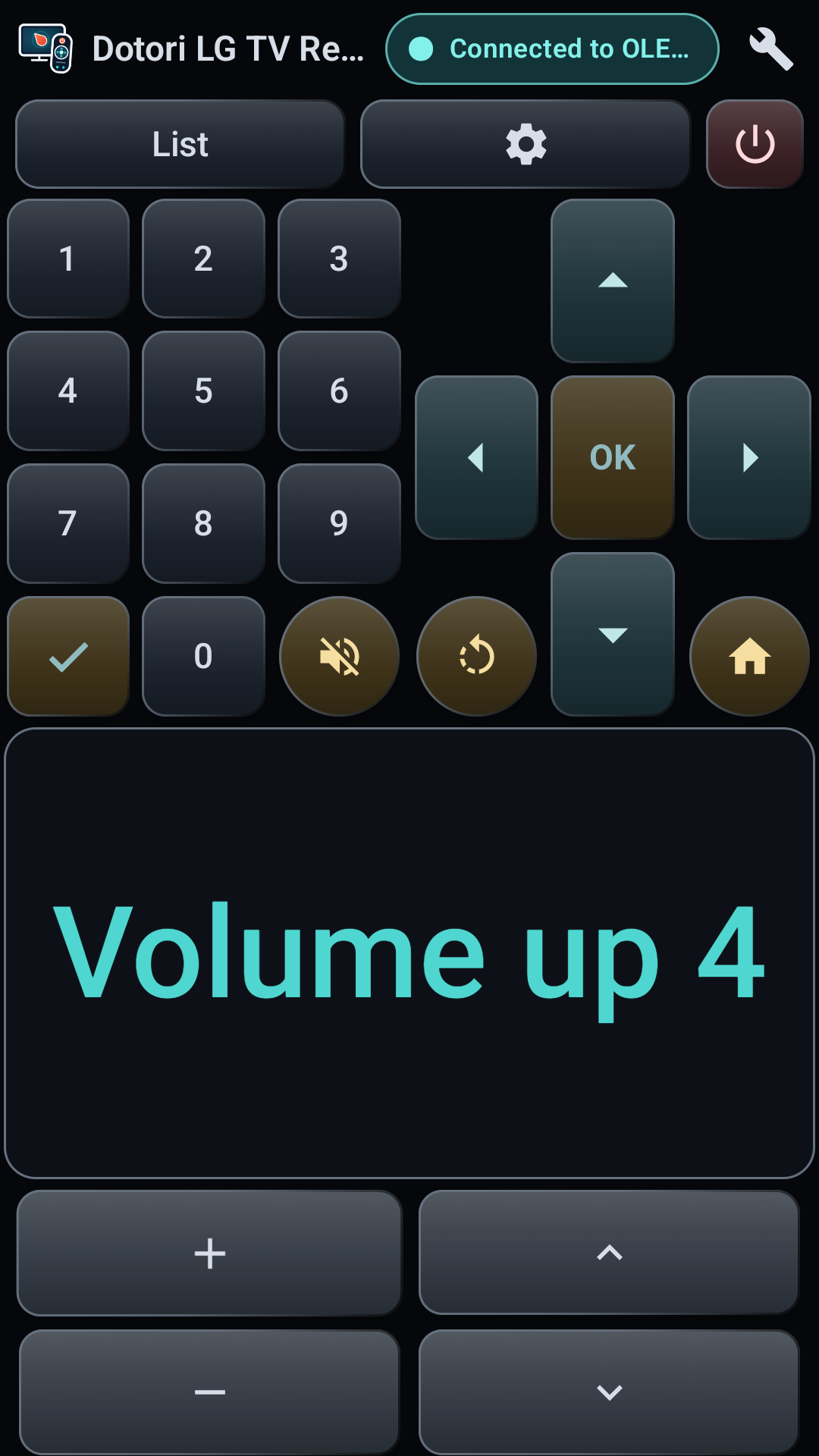 LG TV remote volume feedback