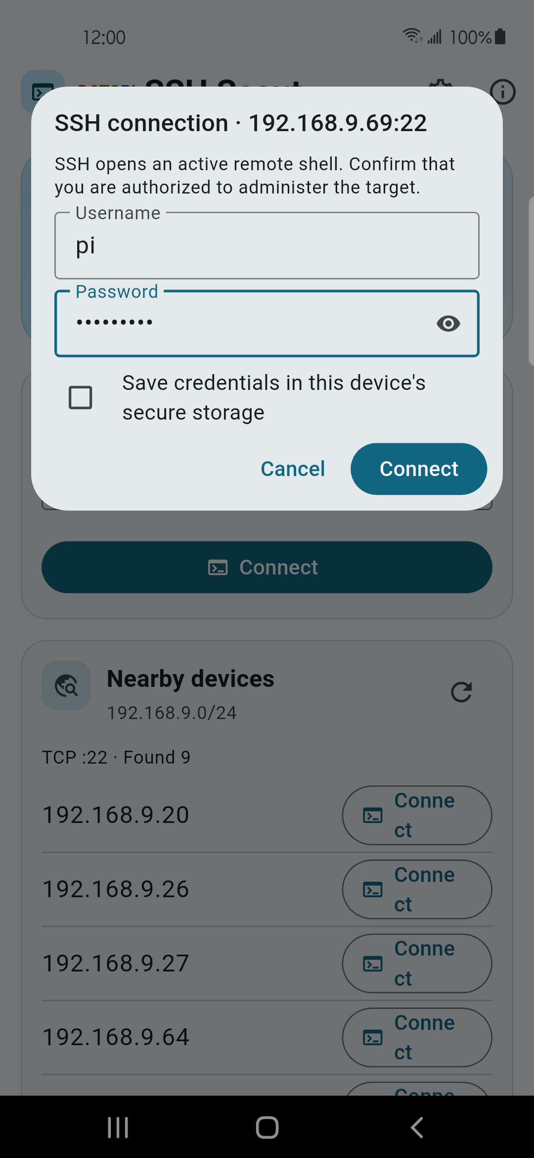 SSH credential prompt
