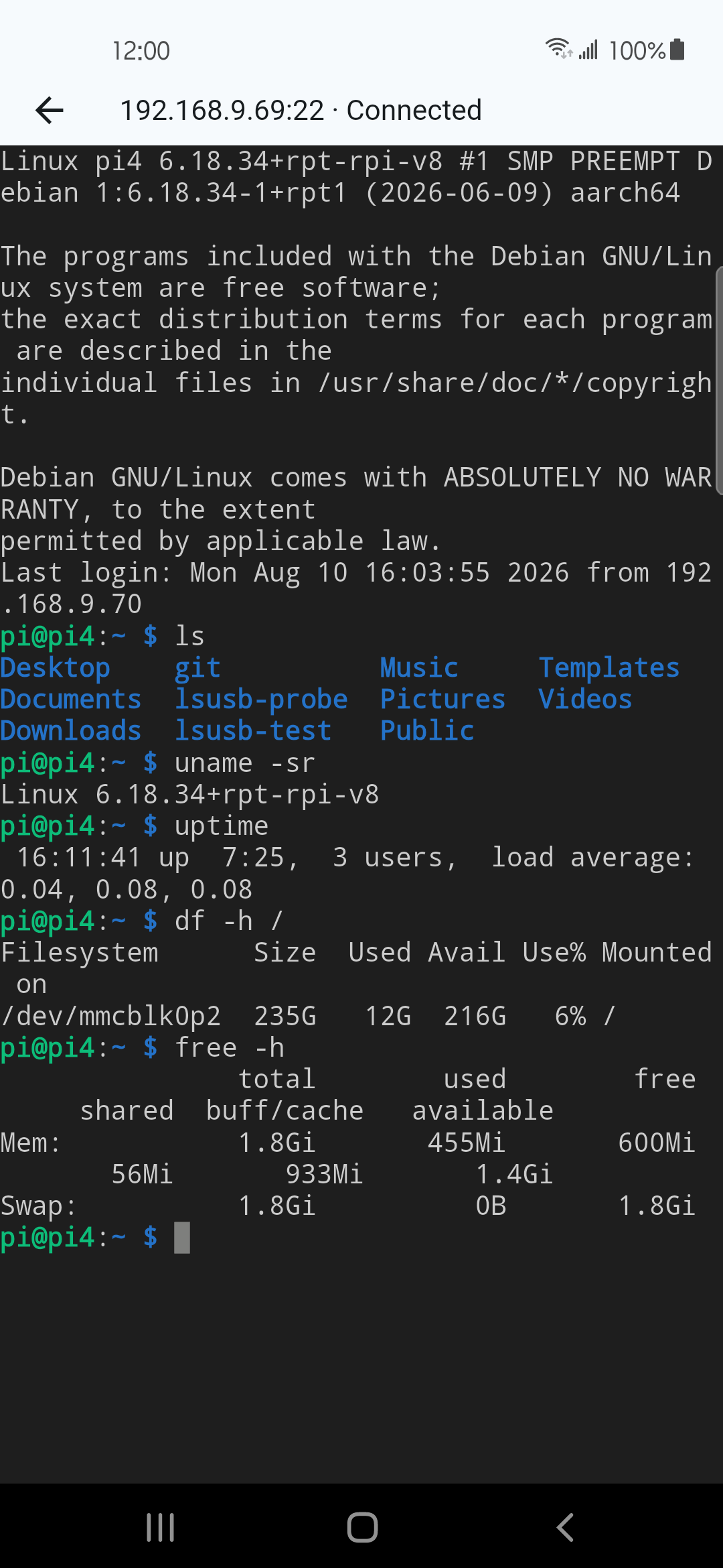 SSH session opened from a scan result