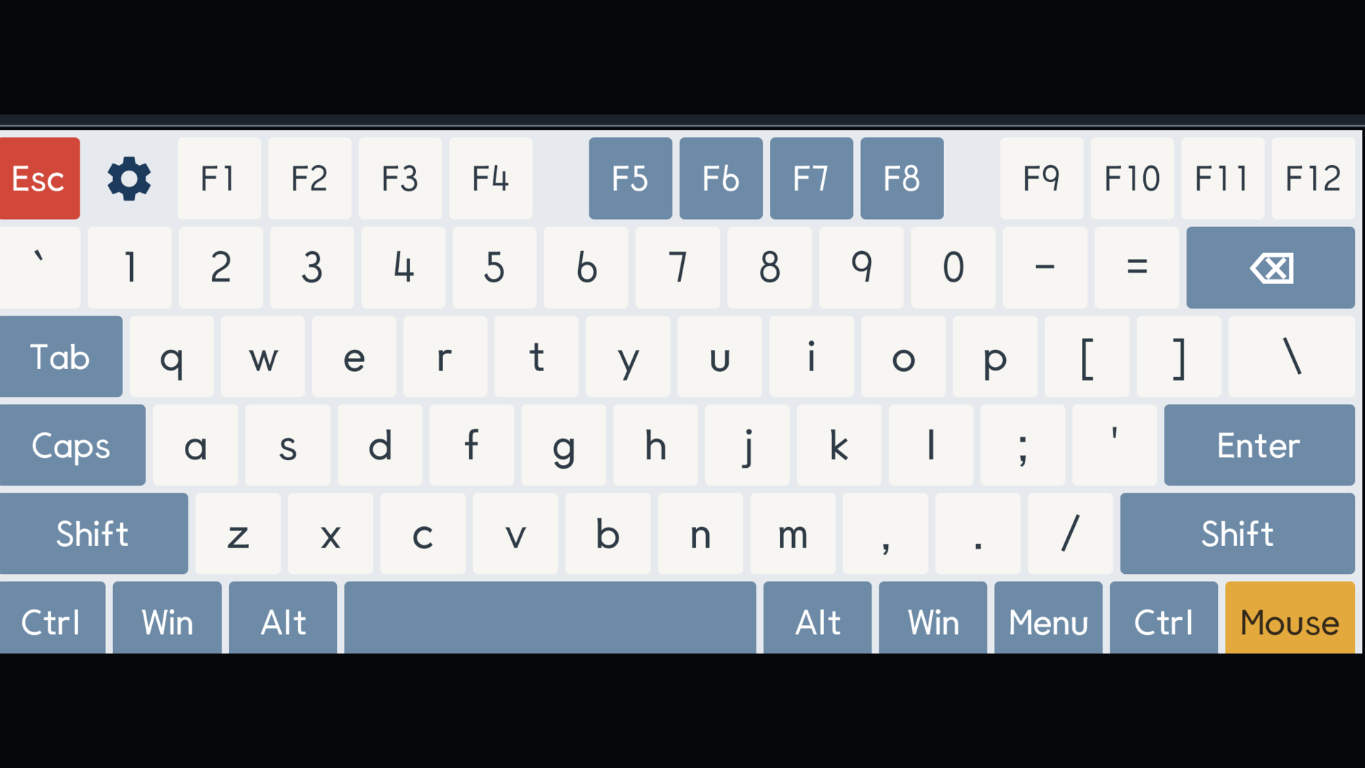 Landscape Bluetooth keyboard screen